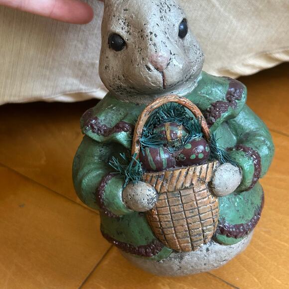 Paper Mache Plaster Easter Bunny Country Primitive RabbitBasket 8” - Picture 4 of 12